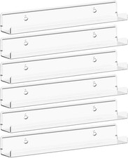Narrow Floating Shelves for Vinyl Record 6 Pack, 12" Clear Wall Shelves for Nail