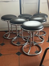 Vintage Zoeftig Modernist Chrome Stools from The Dorchester Hotel, London.