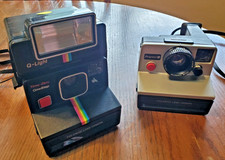 Lot of 2 Vintage Polaroid Cameras, Q-light, Pronto B