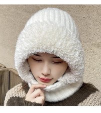 Women Thermal Knitted Hats Full Face Mask Scarf Winter Warm Neck Hooded Hats New