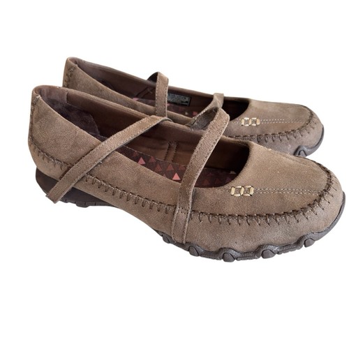 Skechers Damen braun Mary Jane Memory Foam luftgekühlter Schuh Größe 8,5 lockere Passform