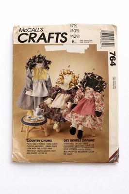 McCall s Crafts 764 Country Chums Rag Doll Pattern 21  Vintage Cut Complete