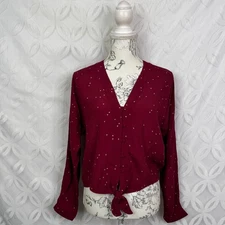 Rails Sloane Top Rogue Gradient Stars Button Shirt Size XS Tie Front Blouse