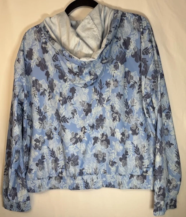 Avalanche Jacket Women Size Large Blue Floral Wind Resistant Hooded Zip Pockets - Image 2 of 4