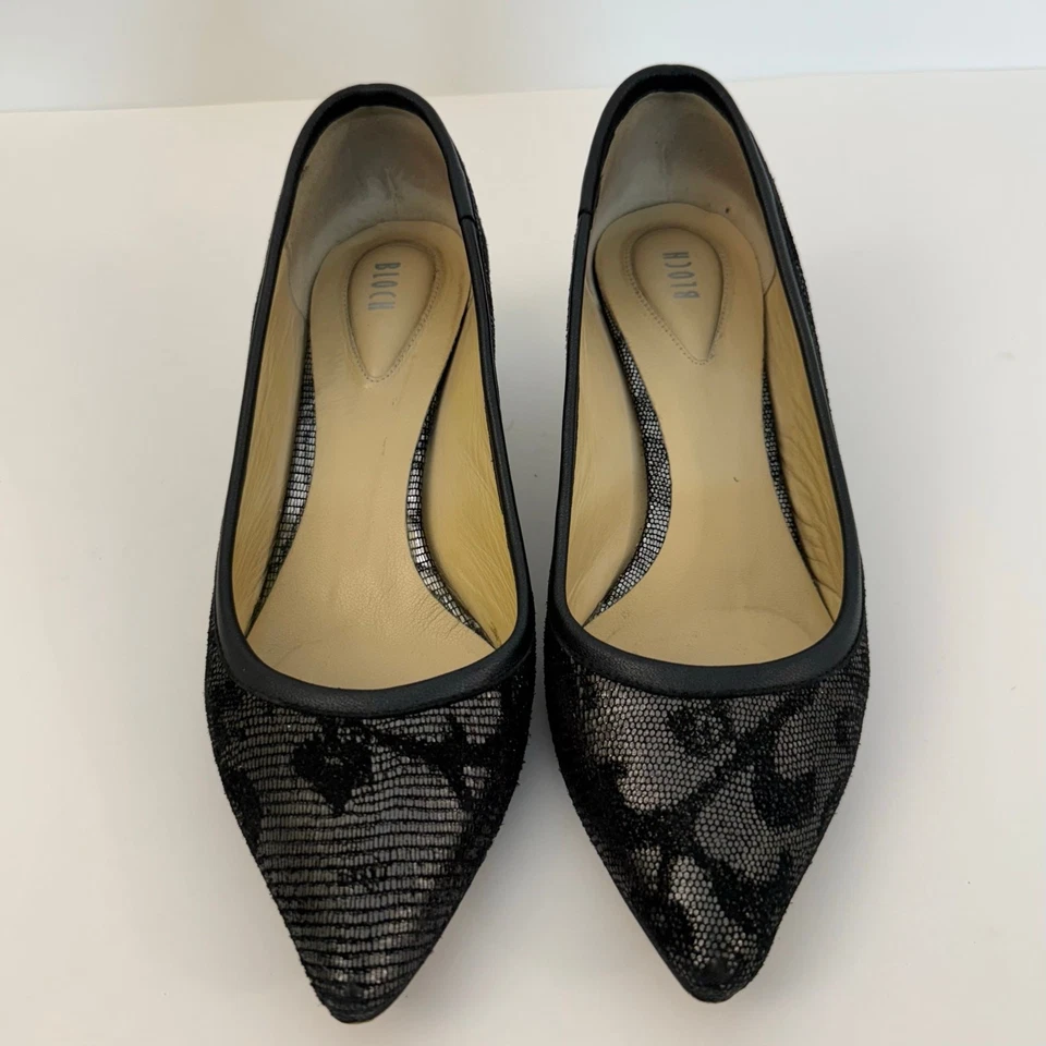Zapatos de salón Bloch Kitten cómodos con tacón punta plateados negros 38,5 (US8,5) Foto 2 de 4