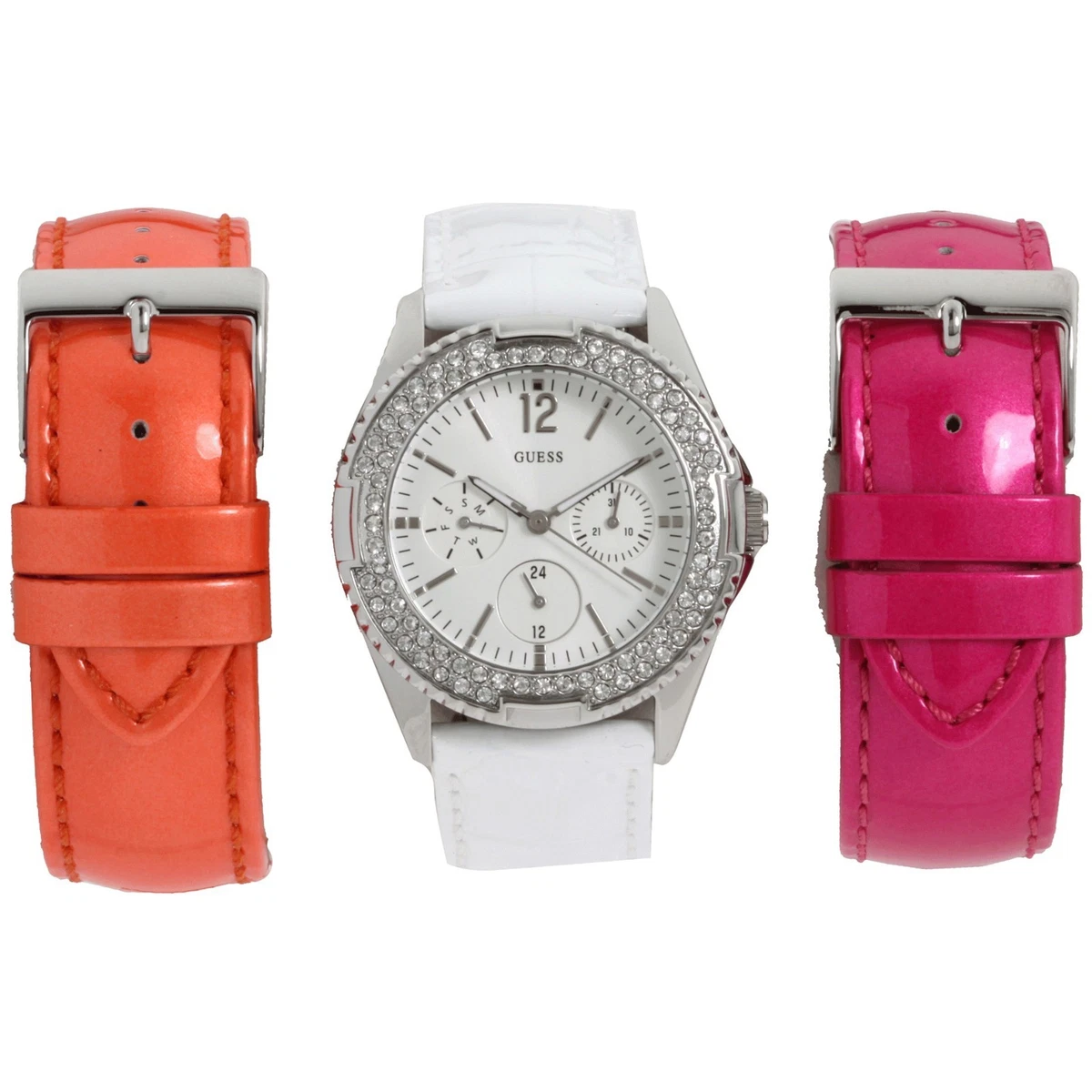 Guess watch white leather deals strap