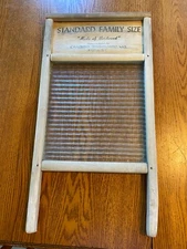 HTF Carolina Washboard Co Standard Family Size No. 80 Glass & Hardwood Washboard