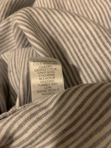 J Jill Love Linen Pants Large Petite Blue White Cropped Wide Leg Stripe Nautical - Picture 5 of 5