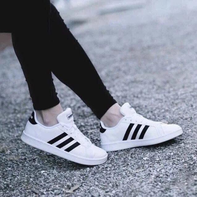 Adidas Grand Court Women's Athletic Tennis Sneaker Casual Black White Shoe  #483 | eBay