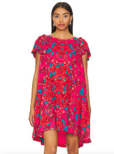 NWT Free People Mini Dress Womens XS S M Yara Floral Rose Flowy Pocket