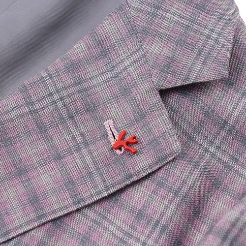 Isaia Lilac-Gray Check Extrafine Wool-Silk-Linen Sport Coat 38R (Eu 48) NWT - Picture 4 of 11