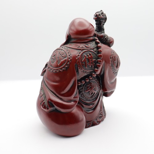 Chinese Red Resin Happy Laughing Buddha Figurine Statue-Heavy Weight - Picture 3 of 15