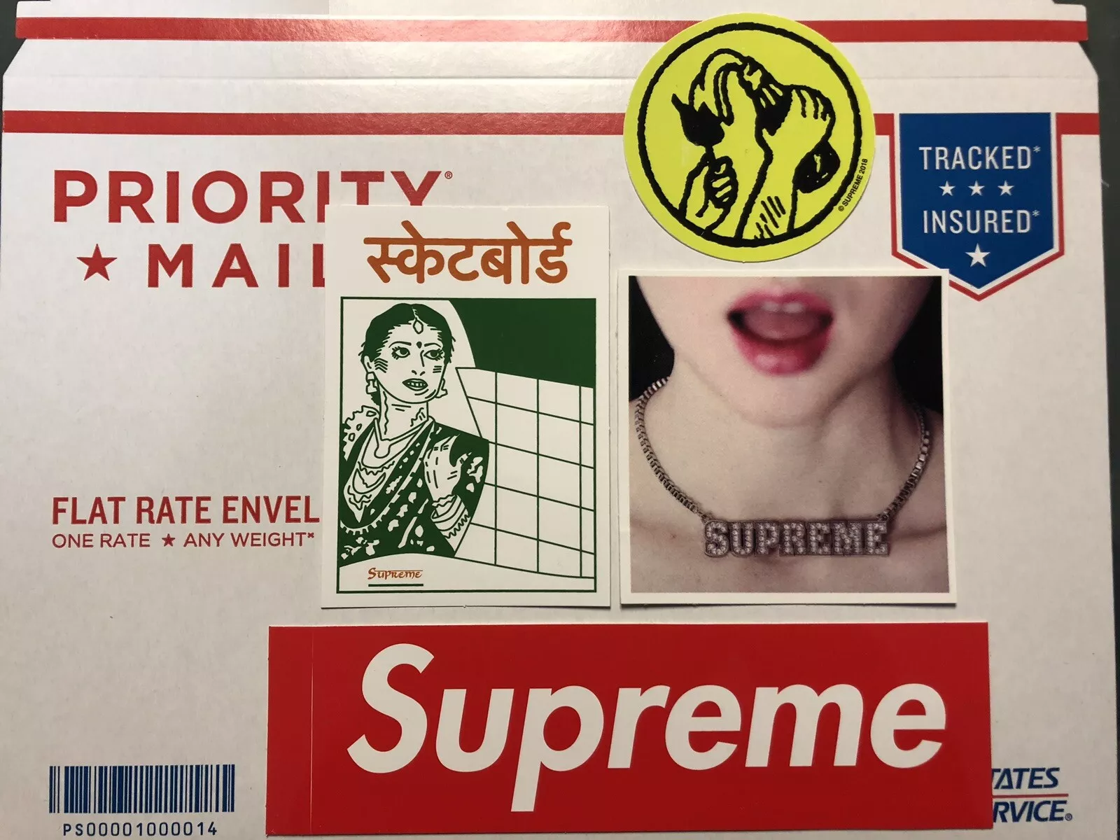 LOT D'AUTOCOLLANTS SUPREME #15 ; BOMBAY, COLLIER, MOLOTOV CITRON VERT, BOÎTE LOGO CDG