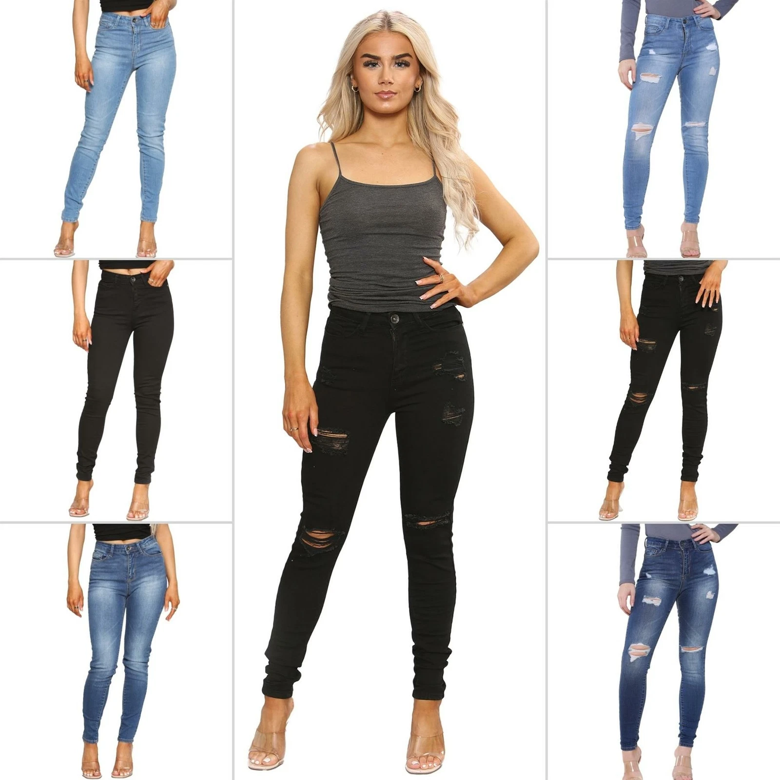 Enzo Womens Stretch Skinny Jeans Ladies Slim Fit Denim Trouser Pants UK Sizes