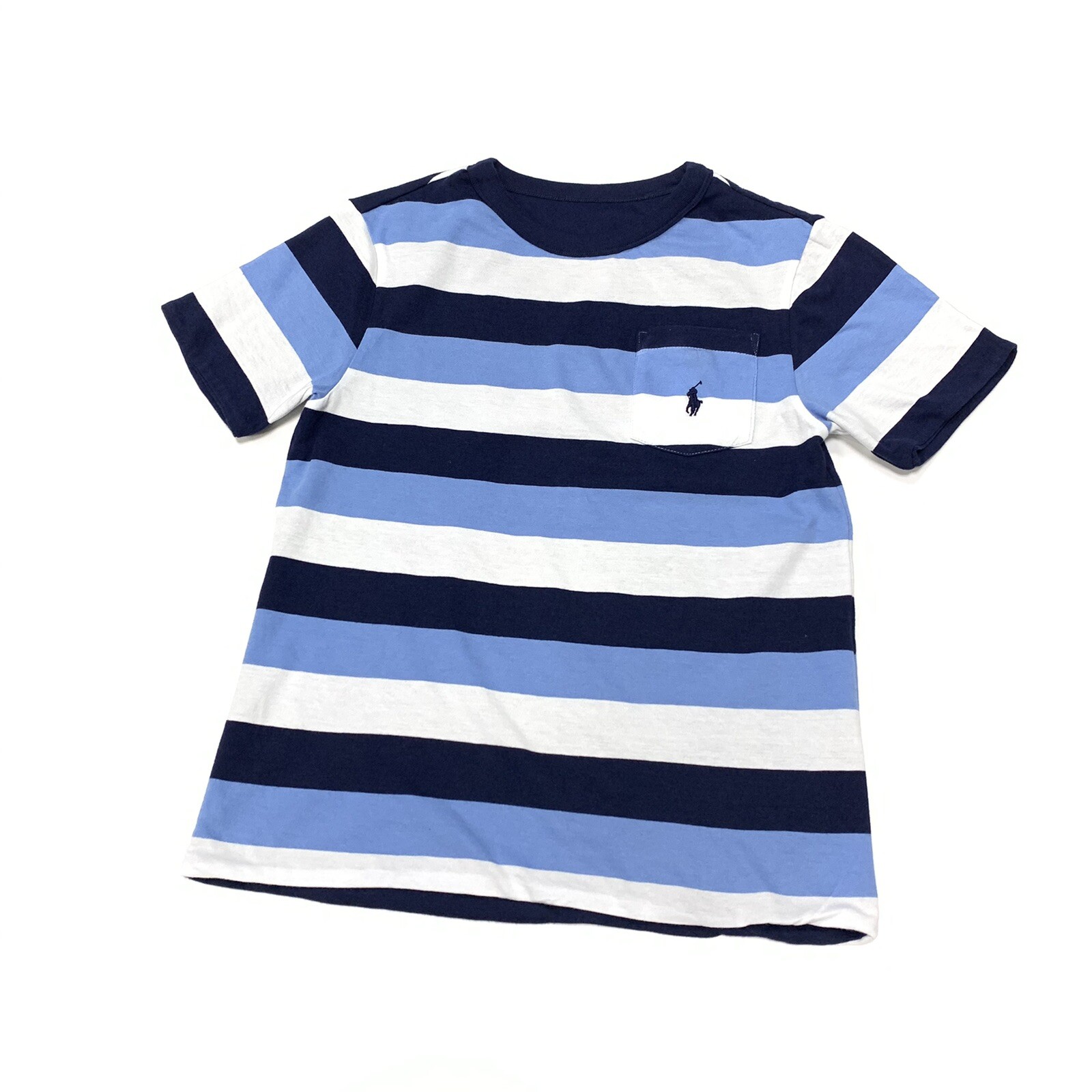 PONY T shirt Polo Ralph Lauren bambino ragazzo cotone a righe colore blu bianco ta...