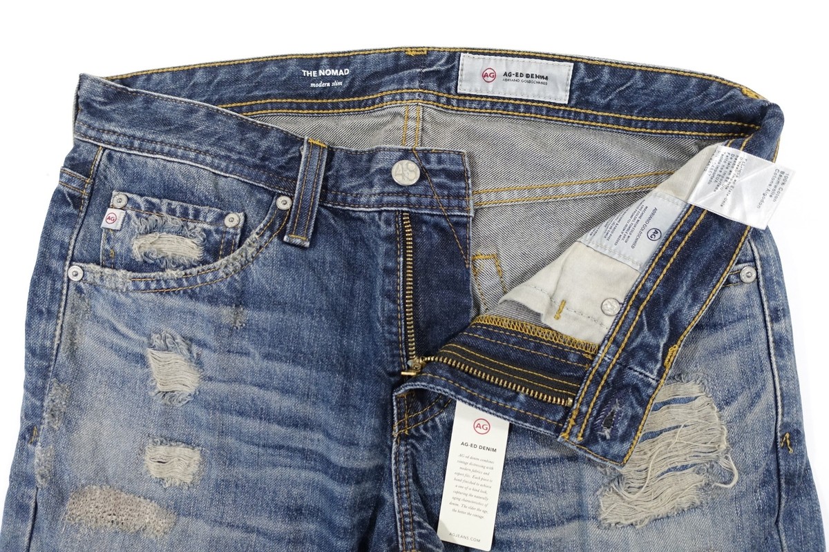 ADRIANO GOLDSHMIED AG AG-ED DENIM RIPPED CUT KNEE FADED 28 THE 