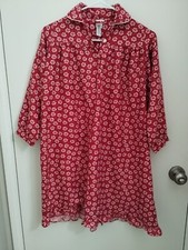 Pottery Barn Kids Girl's Red Floral Long Sleeve Pajama Night Gown Sleep Dress 8