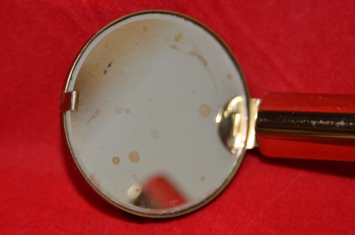 Vintage Lip Stick holder w/ mirror Purse Blue Refillable Gold Tone - Picture 6 of 10