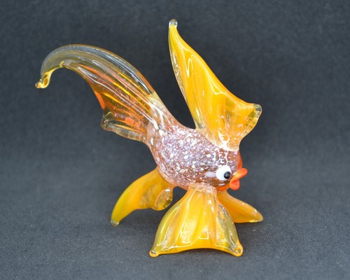 Orange Glass Fish Figurine Blown Sculpture | Small Murano Art Glass Fish Gift - Picture 2 of 8