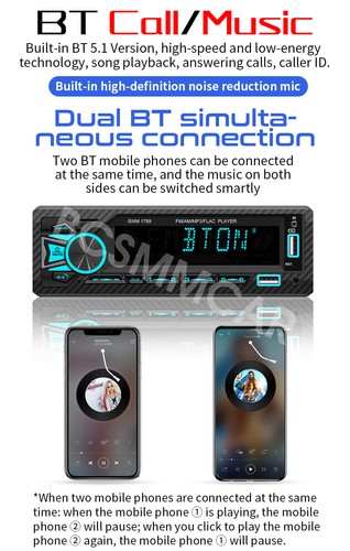 MP3 Player Bluetooth Car Receiver FM Radio Stereo 1Din In-Dash Audio USB - Picture 12 of 21