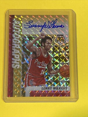 LENNY WILKENS 2020-21 MOSAIC GOLD PRIZM AUTOGRAPH AUTO BLAZERS
