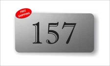 4" x 8" House Number address sign, stainless steel color - FREE SHIPPING