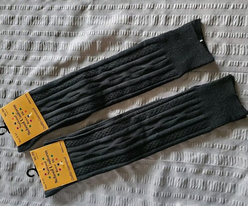 National School Uniform Socks Girls 9-11 Youth Knee-Hi Black 2 Pairs NEW - Picture 2 of 5
