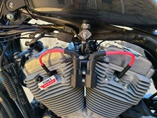 Ton's 8mm Harley Sportster Coil Relocation kit with Pink Spark plug wires 07+ V1