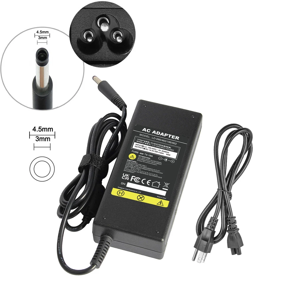 Cargador adaptador de CA para Dell Inspiron 15 5566 3551 3552 3558 17 5758 5759 P47F EE. UU. Foto 3 de 4