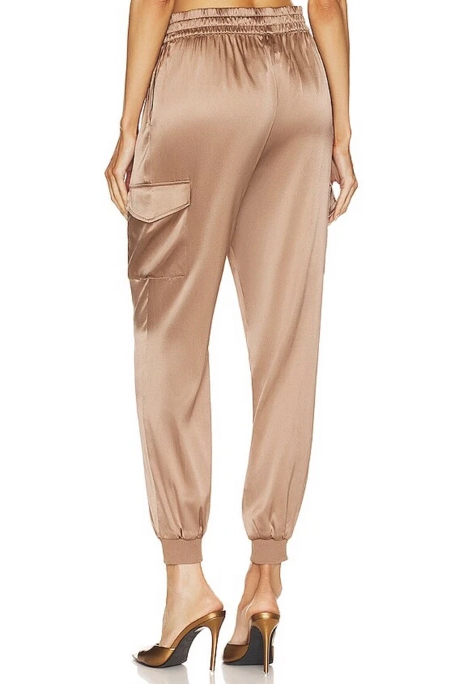 CAMI NYC Womens Elsie Silk Pants in Hickory Pull On Elastic Cuff Size Medium - Image 2 of 4