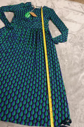 Boden Women's Thea Midi Dress Size 6R Veridian Green Geo Charm Long Sleeve - Picture 6 of 9