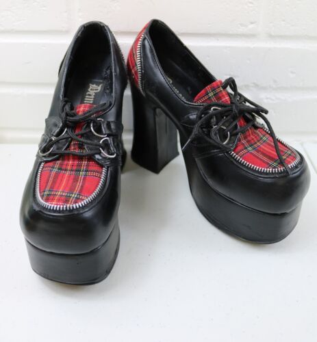 Demonia Charade-12 Plaid Platform Shoe Womens Size 8 RARE - 第 1/13 張圖片