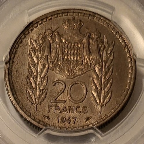 Monaco Louis II 1947 20 Francs MS63 PCGS - Picture 4 of 4