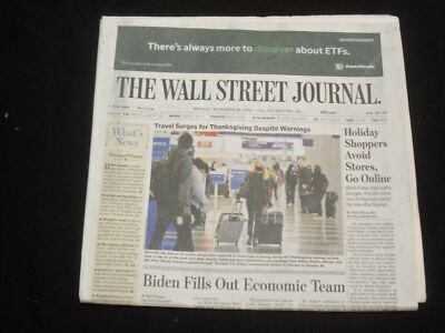 2020 NOVEMBER 30 THE WALL STREET JOURNAL - TRAVEL SURGES FOR THANKSGIVING