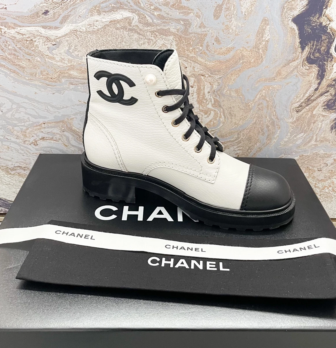 chanel white boots