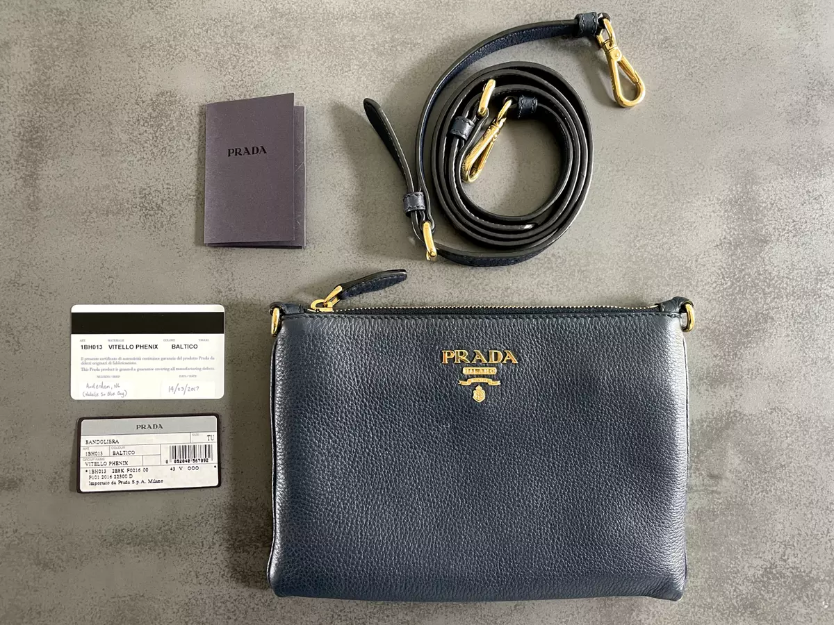 Prada Vitello Phenix Double Zip Crossbody Black