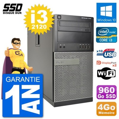 PC tour DELL OptiPlex 7010 Intel Core i3-2120 RAM 4Go SSD 960Go Windows 10 Wifi