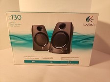 Logitech Z130 Compact 2.0 Stereo Speakers 3.5mm Jack Black Used In Box Works