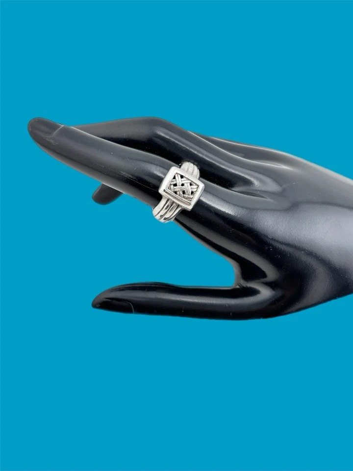 Anillo Brighton de plata de ley 925 tejido con canasta talla 7 Foto 2 de 4