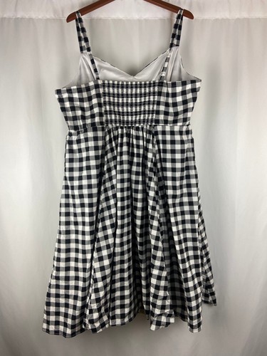 EUC Torrid Damen Größe 4 Midi Popeline Fit & Flare schwarz weiß Kleid Gingham Party - Bild 2 von 12