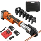 1/2" -2" Pro Press Tool Pipe Crimping Kit Press Tool Battery Kit with 6 Jaws NEW