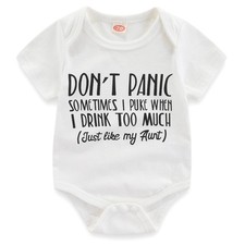 Baby Boys Girls Romper Summer Clothes Jumpsuit Playwear Don't Panic Letter Pr...