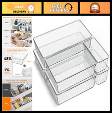 6 Pack Large Clear Acrylic Drawer Organizers - Non-Slip Storage Bins for Makeup,