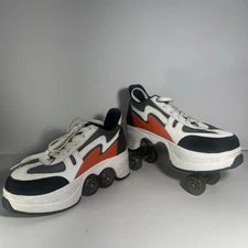 Agloat Skate Shoes Retractable Rollers White And Orange Womens Size US 7.5