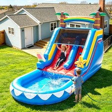 Giant Commercial PVC Inflatable Bounce House Water Slide Big Pool for Backyard