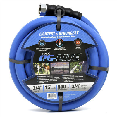 BluBird BSAL3415 AG-LITE 3/4'' x 15' Hot/Cold Water Polyester Braided Rubber Hose