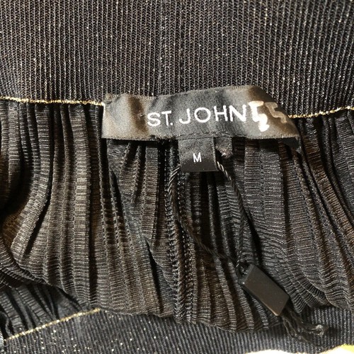 St. John NWT Women's Elastic Waist Metallic Pleated Skirt Black Size M - Picture 6 of 6