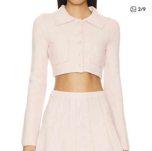 Majorelle Solveig Light Pink Collared Button Cardigan Sweater Size M