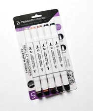 PrimeArt Fabric Markers, Fine & Broad Tips, Dark Colors, Art Supplies