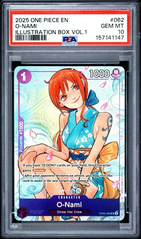O-Nami (Illustration Box Vol.1) OP05-062 One Piece Promotion Cards Foil PSA 10